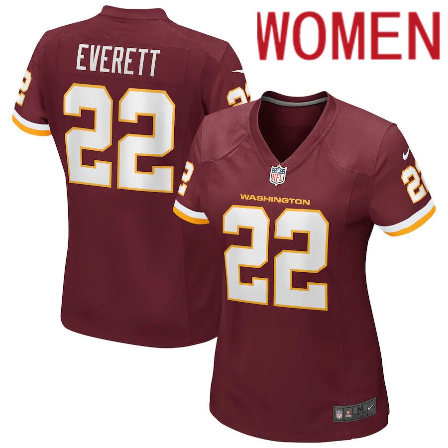 Women Washington Redskins 22 Deshazor Everett Nike Burgundy Game Player NFL Jersey